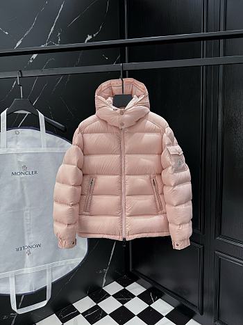 Moncler Maire short down jacket in pink. 