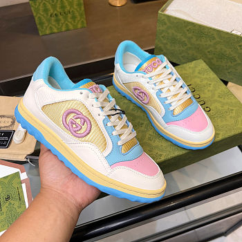 Gucci Mac 80 Low White Pink Blue Women Leather Sneakers 