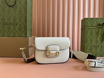 Gucci Horsebit 1955 small shoulder bag in white leather 20.5*14*5cm
