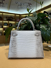 Hermes Himalaya Matte Niloticus Crocodile Leather Kelly 25 Bag - 2