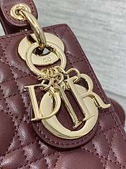 Lady Dior Mini bag in burgundy lambskin 17x7x15cm - 6