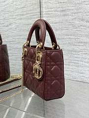 Lady Dior Mini bag in burgundy lambskin 17x7x15cm - 5
