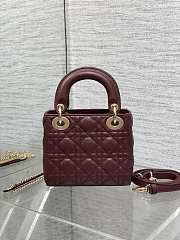 Lady Dior Mini bag in burgundy lambskin 17x7x15cm - 4