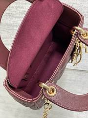 Lady Dior Mini bag in burgundy lambskin 17x7x15cm - 3