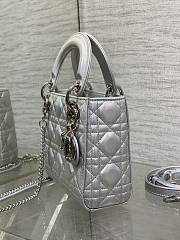 Lady Dior Mini Bag in silver iridescent cannage lambskin 17x7x15cm - 6