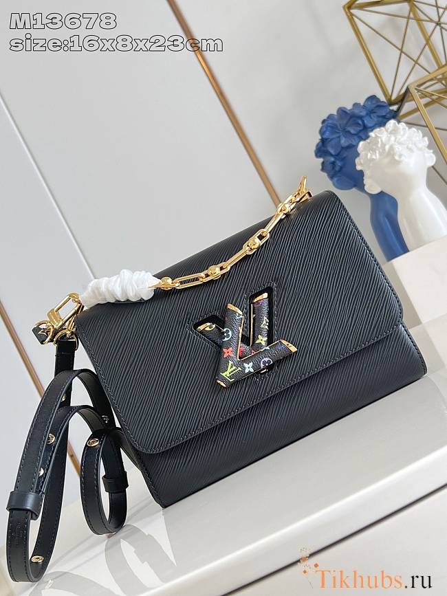  Louis Vuitton x Takashi Murakami Twist MM Slim bag in black Epi leather 16x8x23 cm - 1