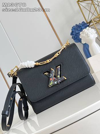  Louis Vuitton x Takashi Murakami Twist MM Slim bag in black Epi leather 16x8x23 cm