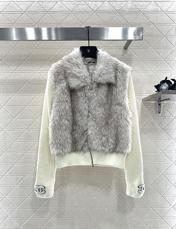  Chanel faux fur jacket in a light color