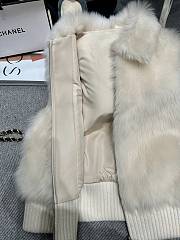 White fur coat, detachable sleeves - 4