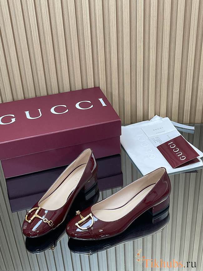  Gucci Horsebit ballet flats in burgundy - 1