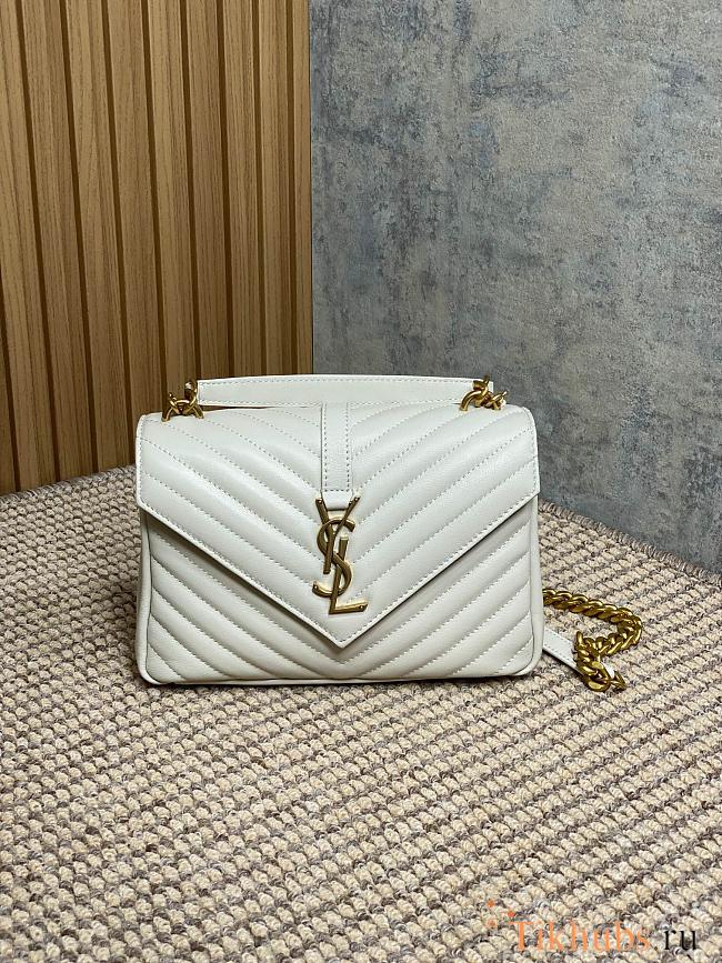 YSL Monogram Saint Laurent College White Large Bag with Gold Hardware 32 cm - 1