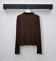 YSL Slim-fit lettered turtleneck base layer top brown - 1