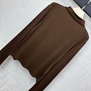 YSL Slim-fit lettered turtleneck base layer top brown - 5