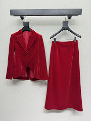 Dior red velvet women's skirt suit - 1