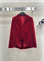 Dior red velvet women's skirt suit - 2