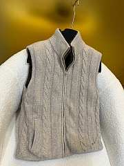 LP style mink fur zip-up vest brown - 4