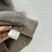 LP style brown fur vest with a ribbed knit turtleneck  - 2