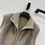 LP style brown fur vest with a ribbed knit turtleneck  - 4
