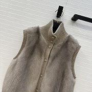 LP style brown fur vest with a ribbed knit turtleneck  - 5