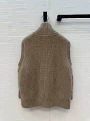 LP style brown fur vest with a ribbed knit turtleneck  - 6