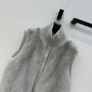 LP style gray fur vest with a ribbed knit turtleneck - 5