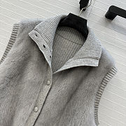 LP style gray fur vest with a ribbed knit turtleneck - 4