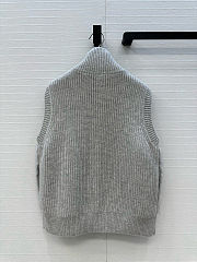 LP style gray fur vest with a ribbed knit turtleneck - 2