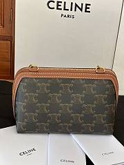 Celine Clutch on Chain IN Triomphe canvas and Lambskin 6x4 in (16x11 cm) - 4