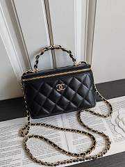 Chanel vanity top handle bag Black Leather size 17 cm - 3