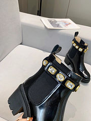 Gucci Crystal Belt60mm Ankle Boot Black Leather - 2