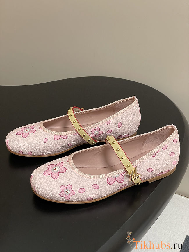  Louis Vuitton x Takashi Murakami Romy flat ballerina pump in pink monogram - 1