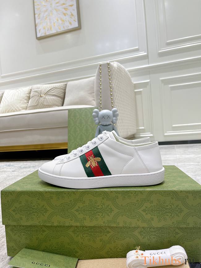 Gucci Ace Sneaker with Bee in white leather - 1