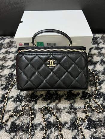 Chanel Mini Vanity with Chain in black quilted leather 17x9.5x8 cm