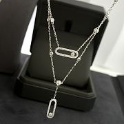 Messika Move Uno 2-row pavé diamond necklace in 18k white gold.  - 5