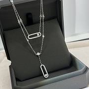 Messika Move Uno 2-row pavé diamond necklace in 18k white gold.  - 3