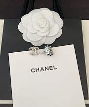 Chanel CC Earrings Silver Rhinestone  - 5