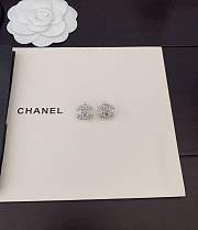 Chanel CC Earrings Silver Rhinestone  - 3