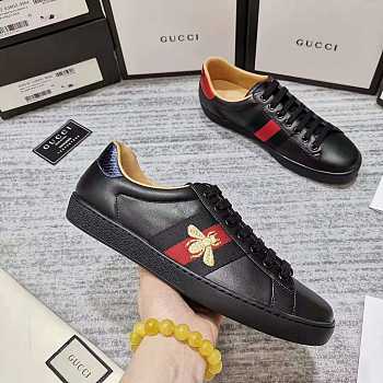 Gucci Ace embroidered 'Bee' sneaker in black leather