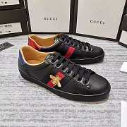Gucci Ace embroidered 'Bee' sneaker in black leather - 3