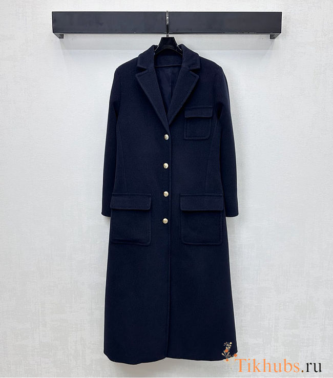 Chanel coat Wool & Cashmere Tweed  Navy Blue - 1