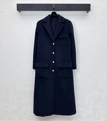 Chanel coat Wool & Cashmere Tweed  Navy Blue