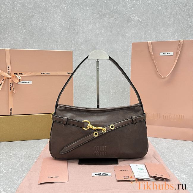 Miu Miu Aventure Nappa leather shoulder bag in a brown 33×5×20 cm - 1