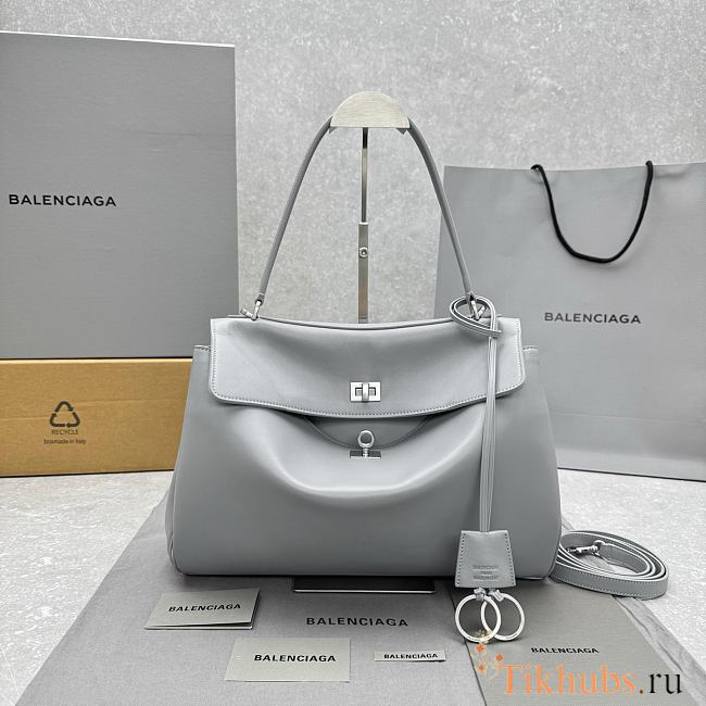 Balenciaga Small Rodeo handbag in grey calfskin leather 35x23x11cm - 1