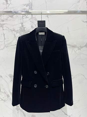 SAINT LAURENT Double-breasted velour blazer