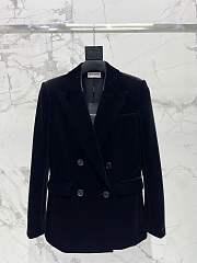 SAINT LAURENT Double-breasted velour blazer - 6