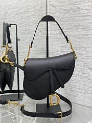 Saddle Bag with Strap Black Grained Calfskin 24×6×18cm - 1
