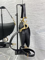 Saddle Bag with Strap Black Grained Calfskin 24×6×18cm - 5