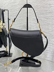 Saddle Bag with Strap Black Grained Calfskin 24×6×18cm - 3