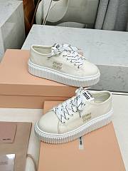 Miu miu Ivory Denim Sneakers With Logo in beige - 2
