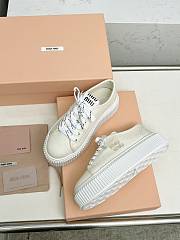 Miu miu Ivory Denim Sneakers With Logo in beige - 4